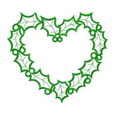 a heart shaped frame with holly leaves and berries