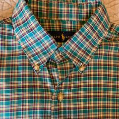 Plaid Ralph Lauren Men’s Button Down. Size Medium. Nwt. 100% Cotton. Message For Bundles! Ralph Lauren Plaid Button-up Shirt, Ralph Lauren Button-up Shirt With Button Closure, Preppy Green Shirt With Button Closure, Ralph Lauren Collared Shirt With Button Details, Ralph Lauren Collared Shirt With Buttons, Ralph Lauren Plaid Dress, Green Plaid Shirt, Red Plaid Dress, Ralph Lauren Plaid