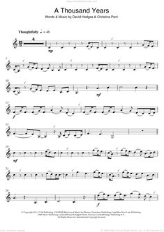 sheet music with the words, a thousand years