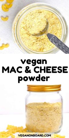 vegan mac and cheese powder in a glass jar