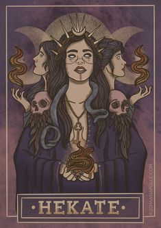 the poster for hekate shows three women with snakes and skulls on their shoulders