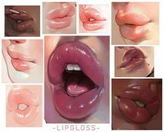 multiple images of various lips with different shapes and sizes, including the lip glosses