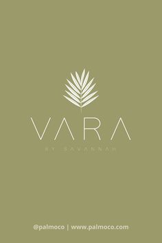 the logo for vara by savannah is shown in white on a green background