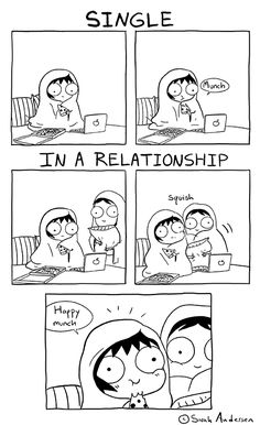 a comic strip with the caption saying, single i'm a relationsship