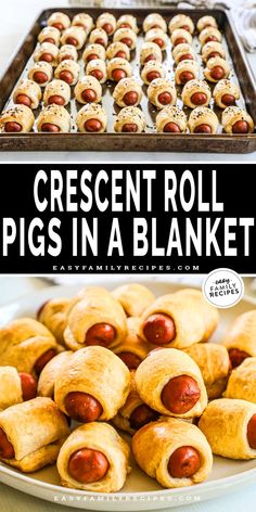 the recipe for crescent roll pigs in a blanket is shown