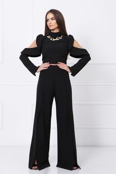 Make a statement at your next black tie event with this elegant two-piece set. The set includes a long-sleeve high-neck crop top and high-waisted modern wide pants. It's the perfect choice for special occasions and formal events. Key Features: 🖤 Stylish Long-Sleeve Crop Top 🌟 High-Neck Design for Elegance 👖 Wide-Leg High-Waisted Pants 🌆 Ideal for Black Tie Events 👠 Available in Multiple Sizes This set exudes sophistication and style, ensuring you stand out and look your best. The high-neck Elegant Two-piece Crop Top For Spring, Elegant Two-piece Bottoms For Formal Occasions, Elegant Formal Pant Set With Long Sleeves, Elegant Two-piece Formal Bottoms, Elegant Long Sleeve Pant Set For Formal Occasions, Elegant Long Sleeve Formal Pant Set, Chic Formal Set With High-waisted Pants, Chic Formal Long Sleeve Sets, Chic Long Sleeve Formal Sets