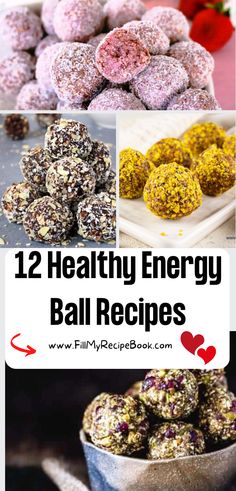 twelve healthy energy ball recipes with text overlay