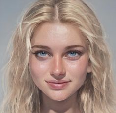 a woman with blonde hair and blue eyes