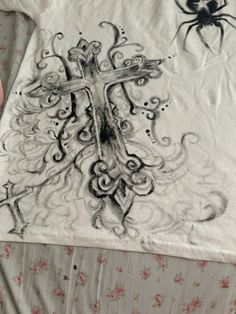 #affliction #graphicshirt Bleach Ideas For Shirts, White Shirt Painting Ideas, Bleach Ideas Clothes, Words On Clothes, Clothing Diy Ideas, Drawing On Shirt Ideas, Y2k Shirt Design, Bleach Shirt Design, Affliction Outfits