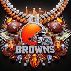 the cleveland browns football helmet is surrounded by jewels