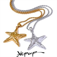 🌊 Embrace your unique style with this 316L Stainless Steel Starfish Pendant Necklace, a perfect statement piece for holiday wear! Crafted from rust-proof stainless steel and plated with luxurious 18K PVD gold, this necklace shines with elegance and durability. The star-shaped pendant captures the beauty of the sea, making it a fantastic addition to your jewelry collection, especially if you love individualistic, standout pieces. 🌟 This trendy necklace is designed for women who appreciate a bold and stylish look. Its high-quality stainless steel ensures long-lasting wear, while the 18K PVD gold plating provides a bright, eye-catching finish. Whether you're on vacation or simply want to add a bit of ocean-inspired flair to your outfit, this necklace is perfect for any occasion. 🏖️ ✅ Mater Starfish Pendant, Star Pendant Necklace, Holiday Jewelry, Star Pendant, Shape Pattern, Stainless Steel Chain, Real Gold, Accessories Bracelets, Shape Patterns