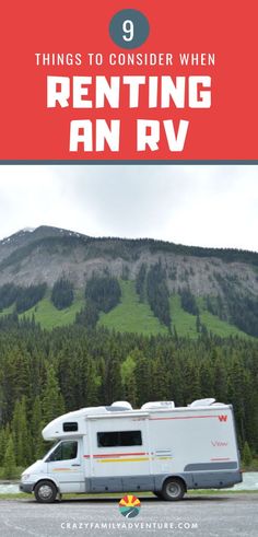 an rv parked in front of a mountain with the words rv accessories must have for your rig