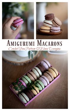 there are many different types of macaroons in the box