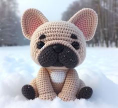 Cute Amigurumi French Bulldog Crochet Pattern - Easy Beginner Amigurumi Animal Crochet - C Crochet Bulldog Pattern Free, Crochet Pug Dog Pattern Free, Crochet Frenchie, Crochet Bulldog, Wonder Crochet