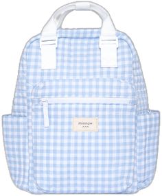 Gingham Travel Backpack, Travel Backpack In Gingham, Gingham Backpack For Everyday Use, Everyday Backpack, Quilted Backpack, Cozy Quilts, Blue Gingham, The Classroom, At The Beach