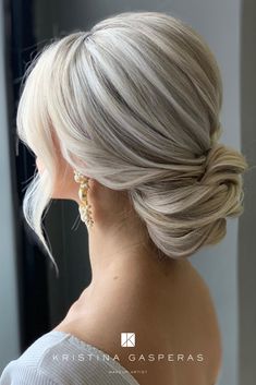 Low Bun Updo, Blonde Wedding Hair, Medium Blonde Hair, Mother Of The Bride Hair, Bun Updo