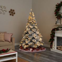 a decorated christmas tree in a living room