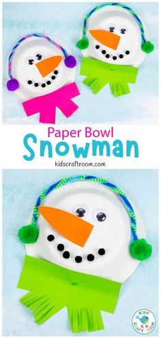 paper bowl snowman craft for kids to make