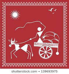 a horse drawn carriage on a red background royalty illustration