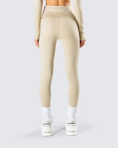 Get active in all the best ways in these khaki leggings 😏 Made from compression stretch jersey fabric and complete with a high rise and skinny leg fit - these leggings are a perfect go-to for an everyday look 🤍 Sporty Fitted Khaki Activewear, Fitted Khaki Sporty Activewear, Khaki Athleisure Activewear For Workout, Khaki Stretch Activewear For Workout, Stretch Khaki Activewear For Workout, Fitted Khaki Athleisure Activewear, Winter Stretch Elastane Activewear, Winter Sports Leggings Made Of Elastane, Beige Stretch Activewear For Functional Use