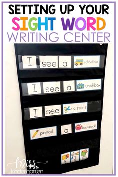 the sight word writing center with words and pictures on it