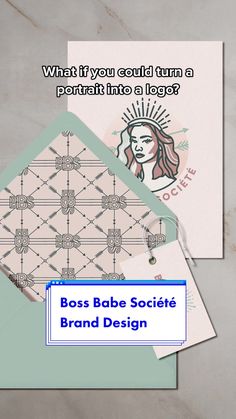 two envelopes with the words boss babe socief's brand design on them