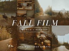 a collage of photos with the text fall film mobile desktop and desktop on it