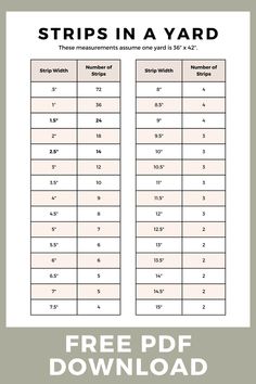 the free printable strip in a yard chart with instructions for how to use it