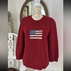 Beautiful Vintage Condition Kids Size Xl, Womens Size S Ralph Lauren Flag Sweater, Sweaters Ralph Lauren, Flag Sweater, Ralph Lauren Sweaters, Red Color, Sweaters For Women, Ralph Lauren, Flag, Womens Sizes