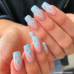 Blue Acrylic Nails, Simple Acrylic Nails, Acrylic Nails Coffin Short, Summer Acrylic Nails, Short Acrylic Nails Designs, Dream Nails, Coffin Nails Designs, Fire Nails, Pretty Acrylic Nails