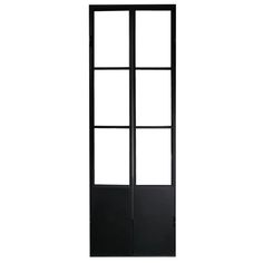 an open glass door on a white background