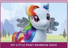 a little pony with rainbow hair and wings on it's back legs, standing in front of a white background