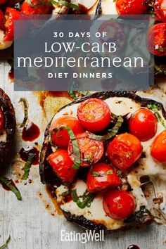 the cover of 30 days of low - carb mediterranean diet dinners