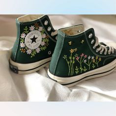 "🛫Shipping: - Processing time: 7-10 days. - Shipping time: 10-12 days depending on location. - International shipping available." Embroidered Shoes Converse, Embroidery Converse, Mode Converse, Cute Converse Shoes, Baskets Converse, Embroidered Converse, Cute Converse, Converse Custom, Wedding Converse