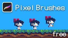 pixel brushes with three girls in the background and text overlay that reads, pixel brushes free