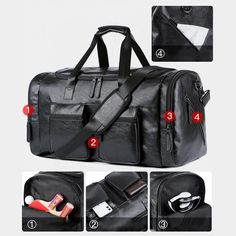 Hi-Quality Duffel Travel Bag for Men: Your Ultimate Travel Companion Travel in Style with Prolyf Styles' Men's Collection When it comes to men's bags, the Hi-Quality Duffel Travel Bag from Prolyf online clothing store stands out as the epitome of sophistication and functionality. Crafted with meticulous attention to detail, this duffle bag is designed to elevate your travel experience whether you're embarking on a business trip, a quick getaway, or a leisurely vacation. Versatile Design for Every Journey With its spacious main compartment and two front pockets, this leather travel bag offers ample storage space for your essentials. From your laptop and tablet to your cell phone and wallet, everything has its designated place, keeping you organized on the go. The sleek and professional desi Leather Duffle Bag With Pockets For Overnight Trips, Black Travel Bag With Pockets For Weekend Trips, Leather Bags With Pockets For Weekend Trips, Black Gym Bag For Travel, Multifunctional Leather Bag With Pockets, Rectangular Travel Bag With Pockets For Business, Rectangular Business Travel Bag With Pockets, Large Capacity Luggage For Everyday Use, Business Luggage With Large Capacity