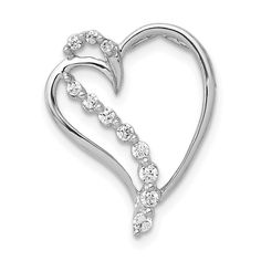 14k White Gold Polished Finish 1/6-CT Diamond Fancy Heart Design Chain Slide Pendant will not fit on Omega Chain Fine Diamond Jewelry, Jewelry Gift Ideas, Heart Chain, Elegant Pendant, Heart Pendant Diamond, Gold Polish, Fine Jewellery Necklace, Gold Charm, Diamond Heart