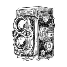 an old camera drawn by hand