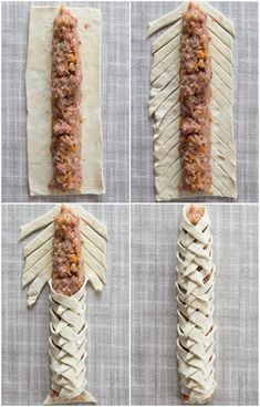 four different stages of making an appetizer