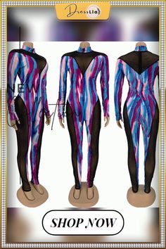 Colorful Sexy Velvet Mesh Spliced Long Sleeve Bodycon Jumpsuit Fitted Multicolor Bodysuit For Club, Multicolor Bodysuit For Club, Stretch Multicolor Jumpsuits And Rompers For Party, Fitted Multicolor Bodysuit For Night Out, Stretch Multicolor Unitard, Multicolor Long Sleeve Bodysuit For Night Out, Multicolor Long Sleeve Jumpsuits And Rompers For Night Out, Multicolor Long Sleeve Jumpsuit For Night Out, Trendy Stretch Multicolor Bodysuit