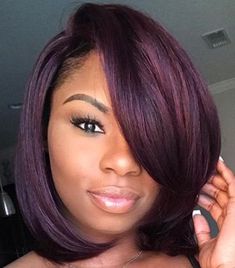 Sew In Bob, Sew In Bob Hairstyles, Pelo Color Vino, Brazilian Lace Front Wigs, Sew In Hairstyles, Easy Hairstyles For Medium Hair, Curly Bob Hairstyles, Black Hairstyles, Short Hair Styles Easy