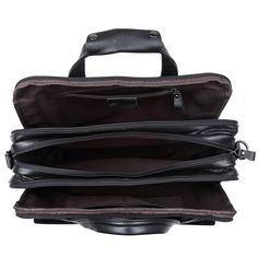 Main Material: Genuine Leather Decoration: Ruched Closure Type: Zipper Capacity: 15.6" Laptop Packable Leather Laptop Bag For Work With Zipper Closure, Leather Laptop Bag With Zipper For Work, Functional Large Capacity Briefcase For Business, Functional Business Briefcase With Large Capacity, Functional Large Capacity Business Briefcase, Classic Black Briefcase With Zipper Closure, Classic Black Briefcase With Zipper, Black Laptop Bag With Zipper For Daily Use, Black Laptop Bag With Zipper Closure For Daily Use