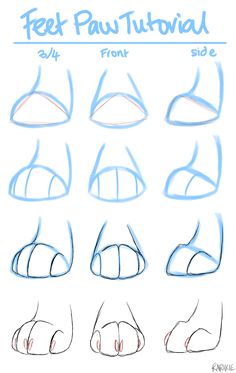 how to draw feet with different angles and shapes for each foot, from the top view