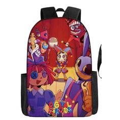 The Digital Circus Adventure Backpack is the perfect accessory for young explorers. Featuring vibrant and dynamic illustrations from the Digital Circus, this backpack brings fun and excitement to everyday activities. Features: Material: Made from durable, high-quality polyester that can withstand daily wear and tear. Size: Spacious with dimensions of 40x30x13cm, providing good room for books, toys, and other essentials. Special Features: Adjustable padded straps for comfortable carrying; multipl Cartoon Style Multicolor Backpack, Cartoon Style Multicolor Standard Backpack, Multicolor Cartoon Backpack For Travel, Cartoon Style Multicolor Travel Backpack, Cartoon Multicolor Travel Backpack, Travel Backpack With Cartoon Print, Cartoon Print School Backpack, Back To School Cartoon Print Backpack, Back To School Backpack With Cartoon Print