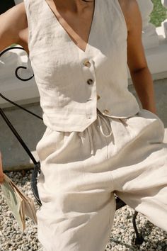 Bowie Vest in Oatmeal Linen · Whimsy & Row  ~ Sustainable Clothing & Lifestyle Brand Sustainable Fashion Aesthetic, Sustainable Outfits, Life Tips, Abayas Fashion, Down Vest, Sustainable Clothing, Linen Clothes, Lifestyle Brand, Summer 2024