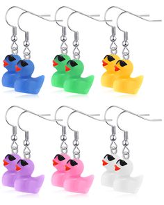 PRICES MAY VARY. Enough Styles to Change: you will receive 6 pairs of duck earrings in 6 colors, including white, yellow, purple, green, blue, pink, rich in style and abundant in quantity, convenient for you to use or replace, sufficient to meet your decoration needs Exquisite Design: dangle drop earring is designed with duck shape, made of resin with nice craftsmanship, cute and funny, the design makes this earring look like a real duck with cool sunglasses, adding a exquisite feeling to your d Aesthetic Earring, Earring Aesthetic, Duck Stuff, Duck Earrings, Duck Gifts, Bday Gifts, Funny Earrings, Earrings Aesthetic, Earrings Cute