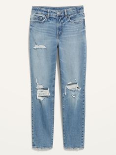 "The straight dope on our O. G.  Straight Jeans? Think “mom jeans”…if your mom was a supermodel.  Part ‘90s nostalgia, part new-normal comfort, served straight up  Contoured high-rise waistband, with button closure and built-in belt loops.  Z Casual Bottoms For Everyday Use, Mid-rise Bottoms For Everyday Use In Fall, Kelly Green Sweater, Ripped Jeans For Women, Light Wash Ripped Jeans, Womens Ripped Jeans, Spring Capsule Wardrobe, Outfit Formulas, Medium Wash Jeans