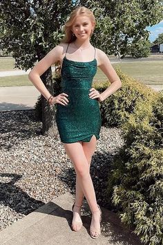 Bling Sheath Spaghetti Straps Sequins Short Homecoming Dress with Criss Cross Back Mini Homecoming Dress, Short Formal Dress, Mini Homecoming Dresses, Tight Mini Dress, Short Homecoming Dress, Sequin Shorts, Green Sequins, Homecoming Dresses Short, Handmade Dresses