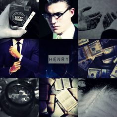 a collage of photos with money and a man in a suit holding a book