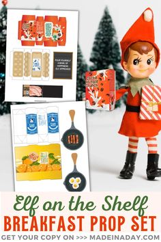 elf on the shelf breakfast prop set with free printables and instructions for making it